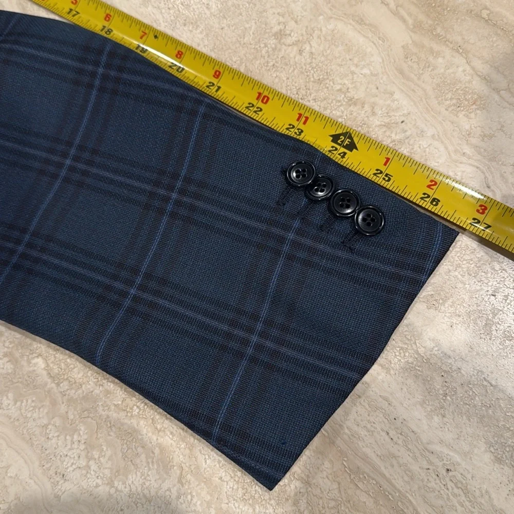 Ermenegildo Zegna Men's Blue Wool Plaid Blazer